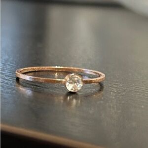 Minimalist Solitaire Ring - Gold tone with clear stone